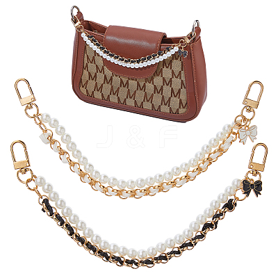 2Pcs ABS Plastic Imitation Pearl Bag Handles HJEW-HS00093-1