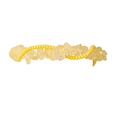 Handmade Glass Seed & Natural Citrine Chip Beads Braided Bead Bracelets BJEW-MZ00250-01-1