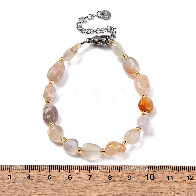 Natural Cherry Blossom Agate Beaded Bracelets for Women G-P563-07P-15-1