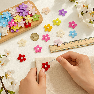 220Pcs 11 Colors Lint Flower Ornament Accessories DIY-MA0006-89-1