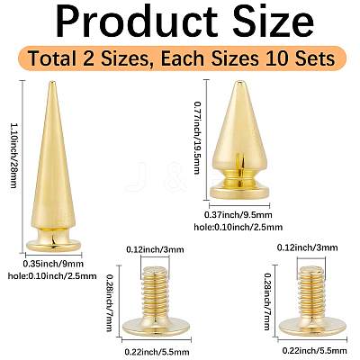 20Pcs 2 Styles Alloy Rivets FIND-GF0008-69A-1