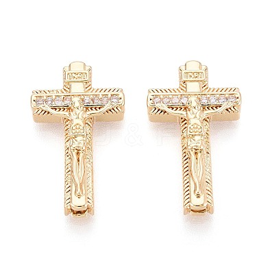 Religion Brass Micro Pave Clear Cubic Zirconia Beads KK-T080-90G-1