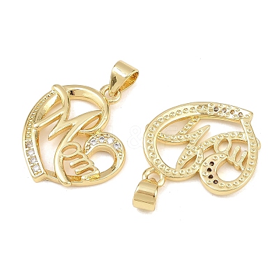 Mother's Day Brass Cubic Zirconia Pendants KK-L251-07G-09-1