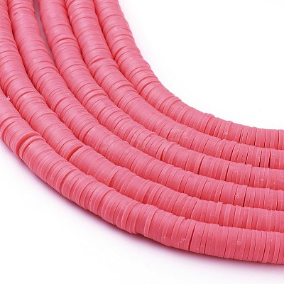 Flat Round Handmade Polymer Clay Beads CLAY-R067-12mm-25-1