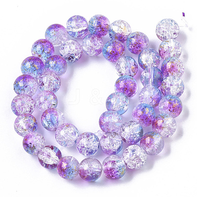 Transparent Spray Painted Crackle Glass Bead Strands GLAA-N035-03D-A03-1