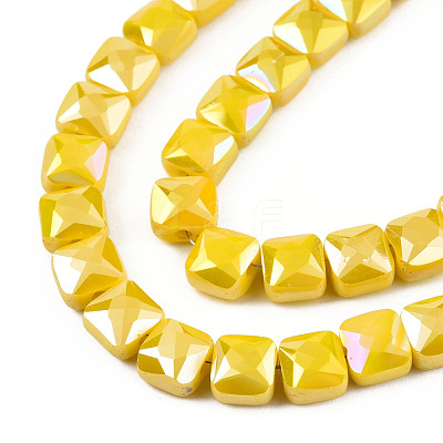 Electroplate Opaque Solid Color Glass Beads Strands EGLA-N002-42-03-1