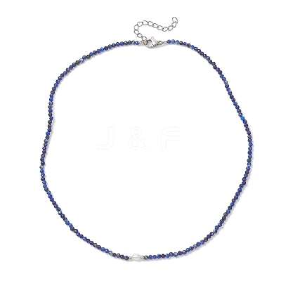 2MM Faceted Round Natural Lapis Lazuli Beaded Necklaces NJEW-JN05918-01-1