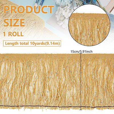 Paillette Tassel Polyester Ribbon Trim OCOR-WH0078-145C-1