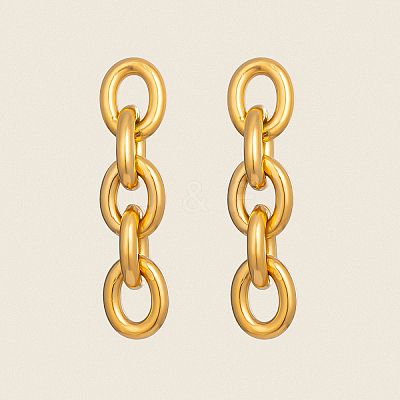 304 Stainless Steel Oval Chain Tassel Stud Earrings NM9874-1