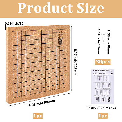 Square Cork Cotton Rope Knitting Board AJEW-WH20017-87A-1
