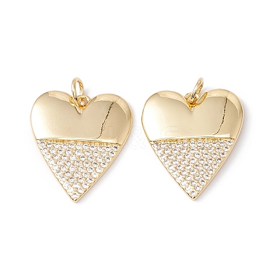 Rack Plating Brass Micro Pave Clear Cubic Zirconia Pendants ZIRC-C040-18G-1