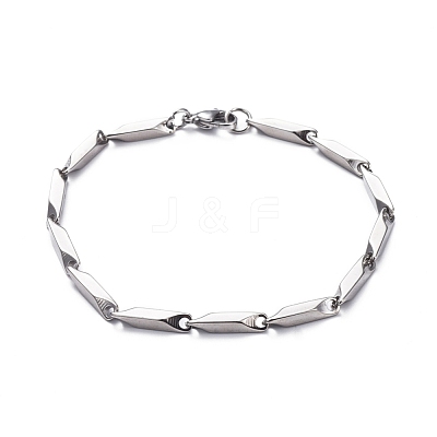 Tarnish Resistant Unisex 201 Stainless Steel Bar Link Chain Bracelets BJEW-L637-35C-P-1