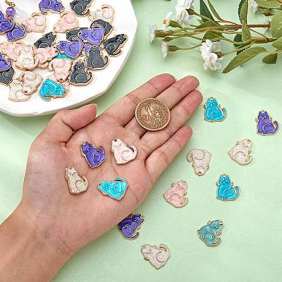 50Pcs 5 Colors Alloy Enamel Pendants ENAM-SZ0002-86-1
