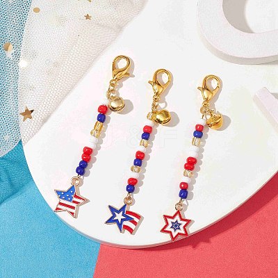 3Pcs Independence Day Alloy Enamel Pendant Decorations HJEW-MZ00045-1