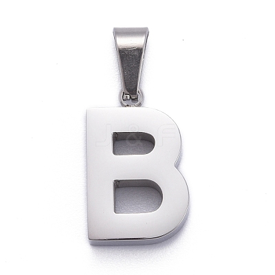 Non-Tarnish 304 Stainless Steel Letter Pendants STAS-H127-B-P-1