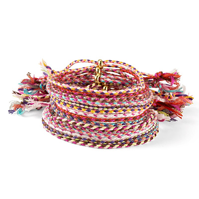 16Pcs 8 Colors Macrame Cotton Cord Slider Bracelets BJEW-TAC0060-1