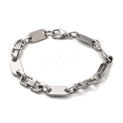 304 Stainless Steel Oval Link Chain Bracelets for Women Men LS-BJEW-A033-04P-1