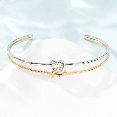 Duo Tone 304 Stainless Steel Knot Open Cuff Bangles for Women SA-CBA2192-05GP-04-1