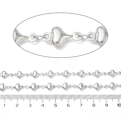 304 Stainless Steel Heart Link Chains CHS-N009-01A-P-1