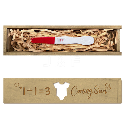Rectangle Wooden Pregnancy Test Keepsake Box with Slide Cover CON-WH0102-001-1