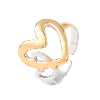 304 Stainless Steel Cuff Open Rings for Women SA-CBABC9E-05B-GP-1