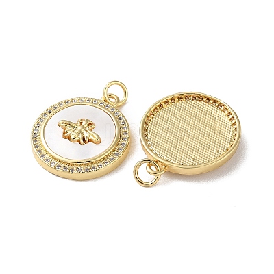 Brass Micro Pave Clear Cubic Zirconia Pendants KK-B083-20G-02-1