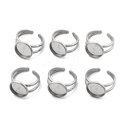 Non-Tarnish 304 Stainless Steel Cuff Ring Settings STAS-E202-02A-P-1