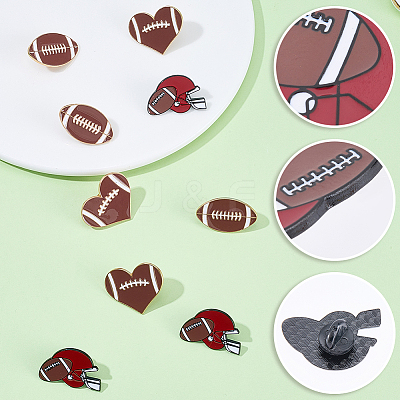9Pcs 3 Styles Rugby Sports Enamel Pins JEWB-SC0001-99-1