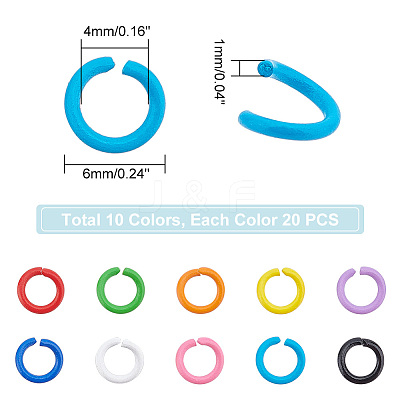 200Pcs 10 Colors Zinc Alloy Open Jump Rings FIND-PH0006-86-1