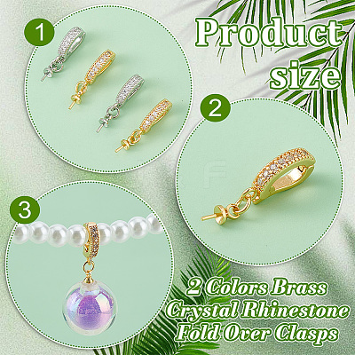 10Pcs 2 Colors Brass Crystal Rhinestone Fold Over Clasps FIND-PH0020-87-1