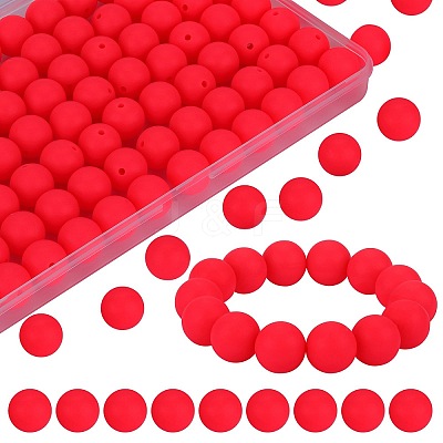 80Pcs Round Silicone Focal Beads SIL-SZ0001-24-03-1
