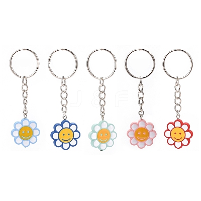 Flower Acrylic Pendant Keychain KEYC-JKC00428-02-1