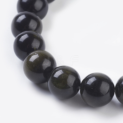 Natural Golden Sheen Obsidian Beads Strands X-G-C076-10mm-5-1