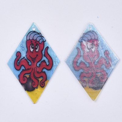 Printed Capiz Shell Pendants SHEL-T016-08-1