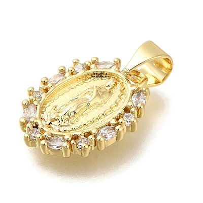 Rack Plating Brass with Cubic Zirconia Pendants KK-Z086-33G-02-1