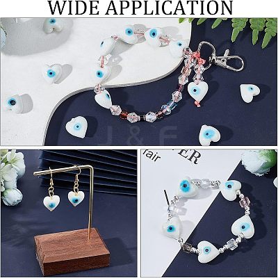 2 Strands Heart Evil Eye Lampwork Beads Strands LAMP-NB0001-51B-1
