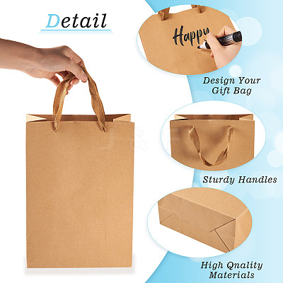 15Pcs 3 Styles Rectangle Kraft Paper Bags with Handle AJEW-TA0001-92-1