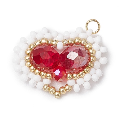 Glass Seed Beaded Pendants PALLOY-MZ00388-01-1