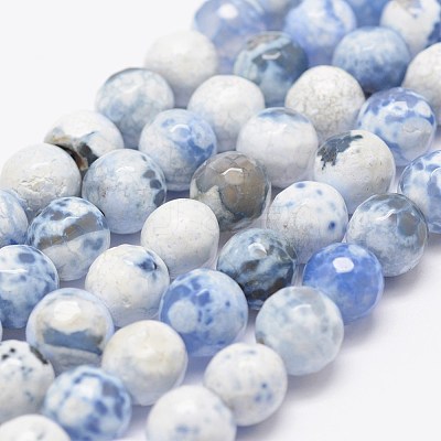 Faceted Natural Fire Crackle Agate Beads Strands X-G-F447-8mm-B09-1
