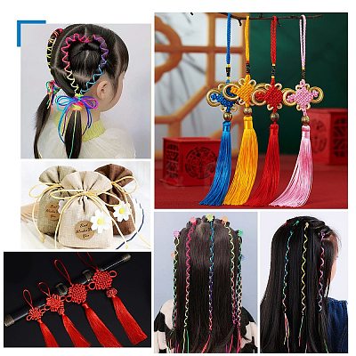 12 Rolls 12 Colors Nylon Satin Rattail Cords NWIR-SZ0001-03-1