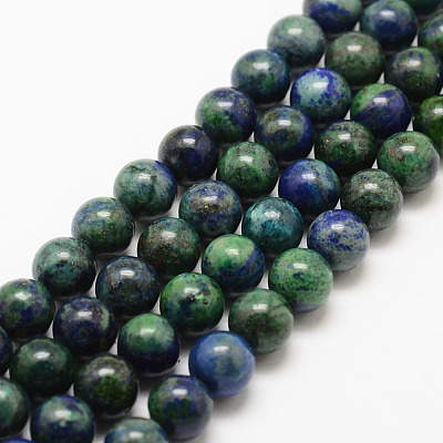 Natural Chrysocolla and Lapis Lazuli Beads Strands G-P281-03-6mm-1