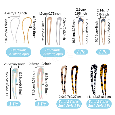 12Pcs 12 Style French Hair Forks OHAR-GA0001-10-1