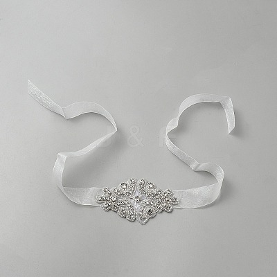 Glass & Alloy & Polyester & Resin Flower Bouquet Ribbon DIY-WH0591-498-1