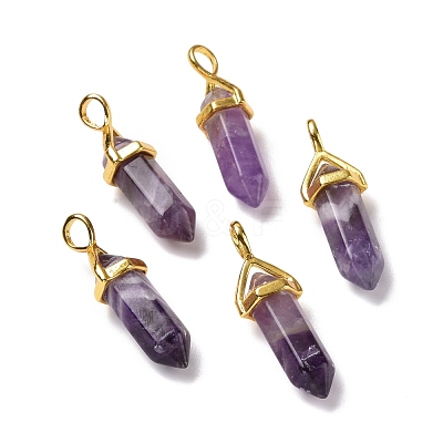 Natural Amethyst Pointed Pendants G-K329-34G-1