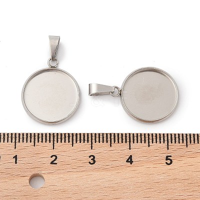 304 Stainless Steel Pendant Cabochon Settings STAS-I328-01E-P-1
