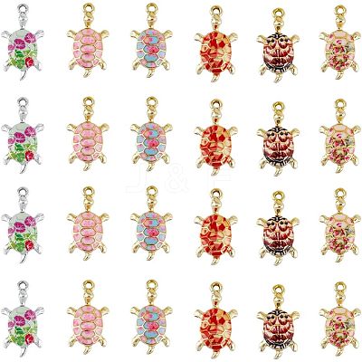 24Pcs 6 Colors Alloy Enamel Pendants FIND-FH0005-69-1