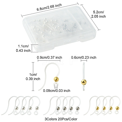 60Pcs 3 Colors Eco-Friendly Plastic Earring Hooks STAS-FS0001-61-1