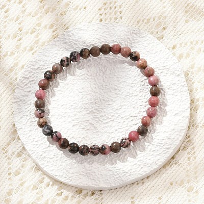 Natural Rhodonite Stretch Bracelets BJEW-JB04557-01-1