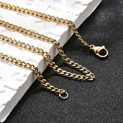 304 Stainless Steel Curb Chain Necklaces X-NJEW-H492-01G-1