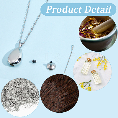 Teardrop 201 Stainless Steel Memorial Urn Ashes Pendant Necklaces DIY-CN0003-40P-1